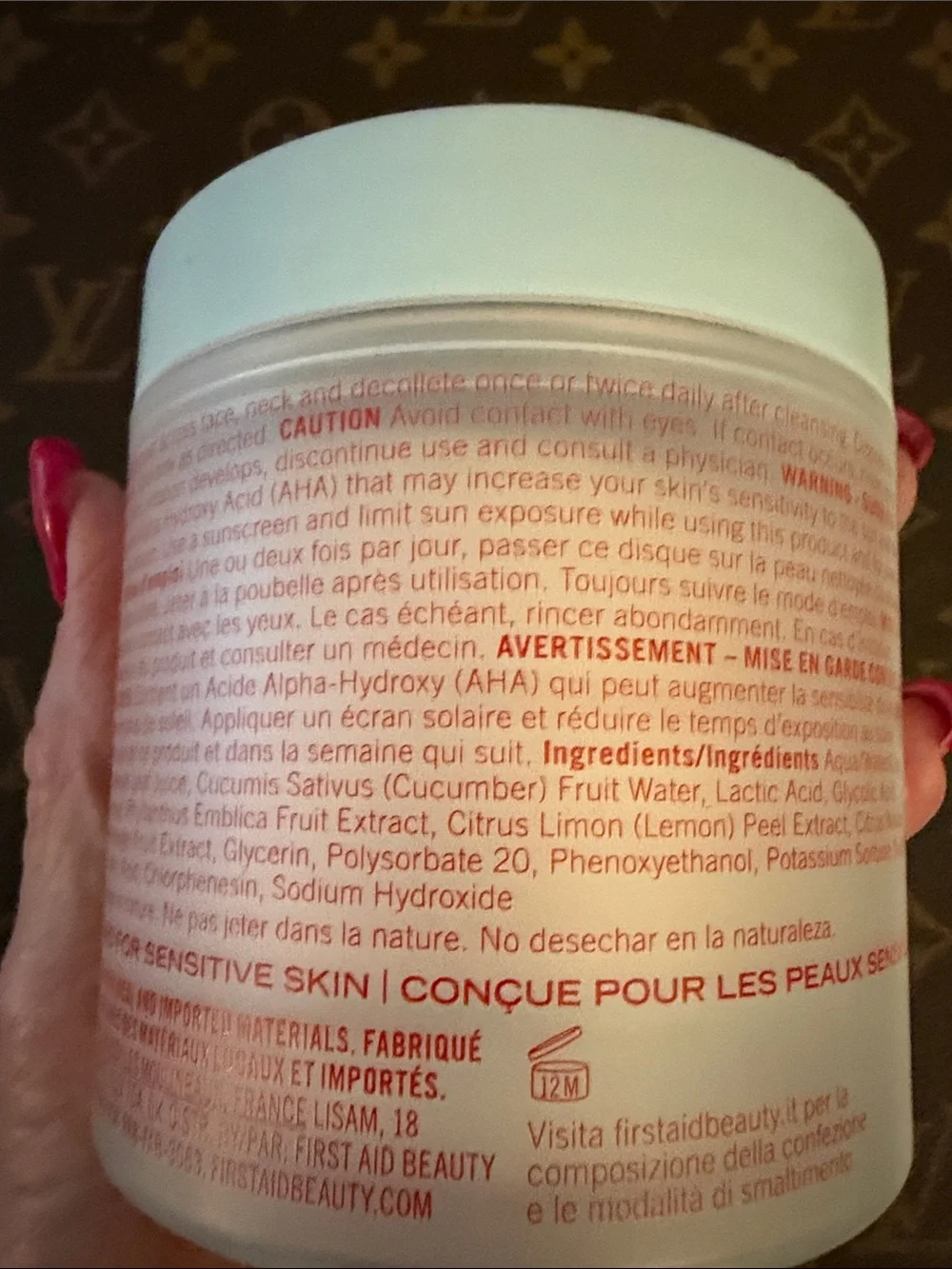 First Aid Beauty opened lactic daily